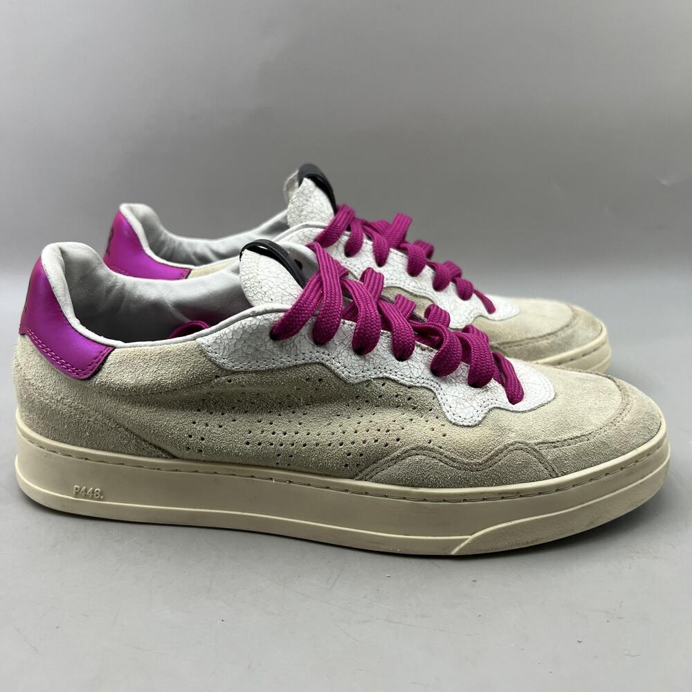 P448 Bali Suede Low Top Casual Shoes Women Size 7.5 Beige Pink Comfort Sneakers